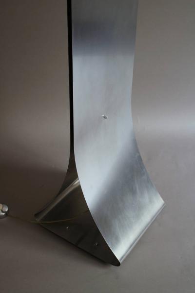 French 1970s Stainless Steel and White Glass Floor Lamp