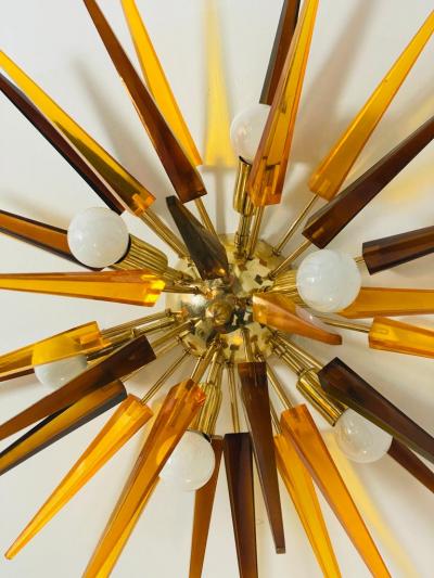 French 1990s Sunburst Flush Light