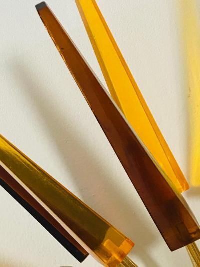 French 1990s Sunburst Flush Light