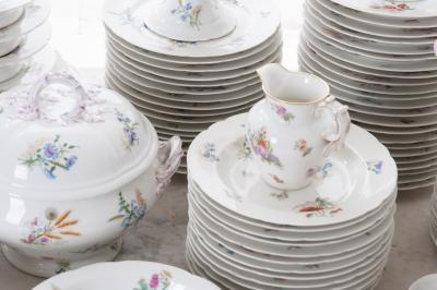 French 19th Century 102 Piece Floral Dinner Service