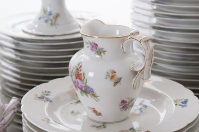 French 19th Century 102 Piece Floral Dinner Service