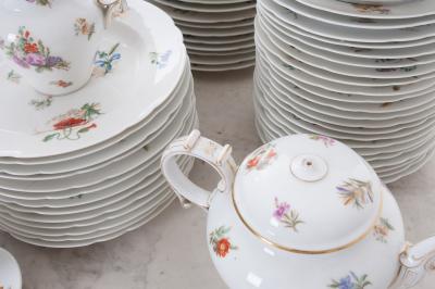French 19th Century 102 Piece Floral Dinner Service