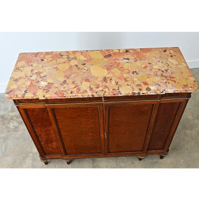 French 19th Century Birdseye Maple and Marble Top Buffet