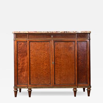 French 19th Century Birdseye Maple and Marble Top Buffet