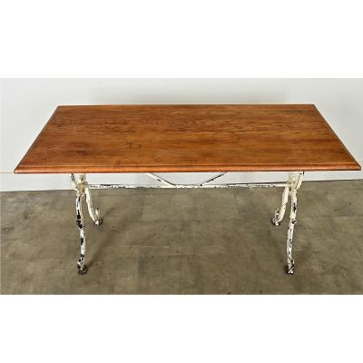 French 19th Century Bistro Table with Oak Top