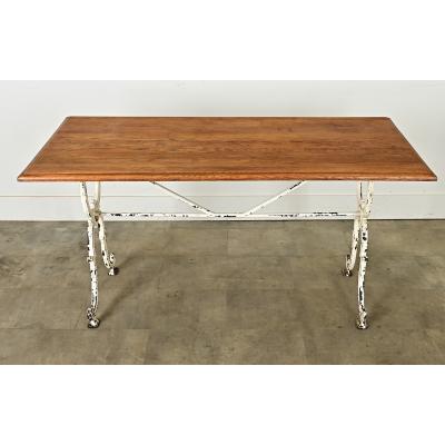 French 19th Century Bistro Table with Oak Top