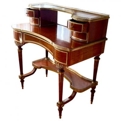 French 19th Century Bonheur Du Jour Mahogany Lady Writing Desk