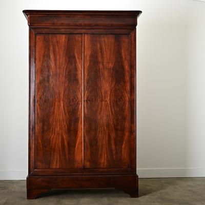 French 19th Century Bookmatched Mahogany Louis Philippe Armoire