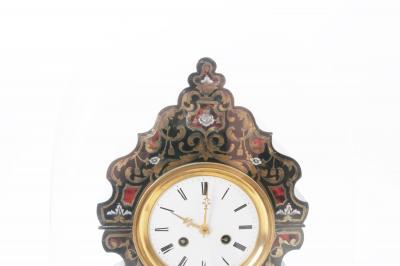 French 19th Century Boulle Inlay Table Clock Under Glass Dome
