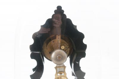 French 19th Century Boulle Inlay Table Clock Under Glass Dome