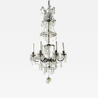 French 19th Century Brass Crystal Chandelier