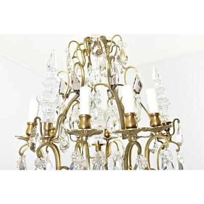 French 19th Century Brass Crystal Chandelier