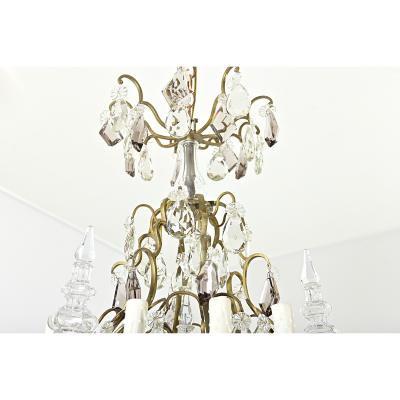 French 19th Century Brass Crystal Chandelier