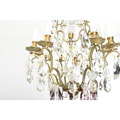 French 19th Century Brass Crystal Chandelier
