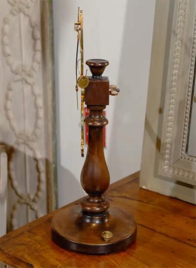 French 19th Century Brass Fabric Scale on Wooden Base by the Maison Piat