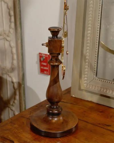 French 19th Century Brass Fabric Scale on Wooden Base by the Maison Piat