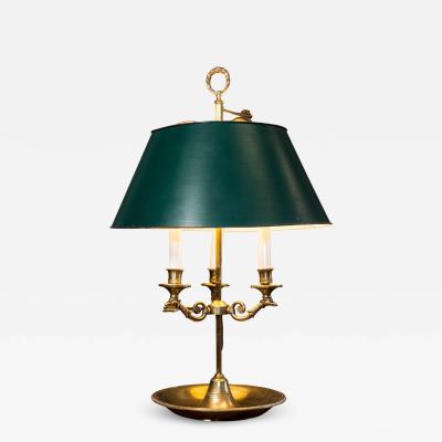 French 19th Century Brass Three Lights Bouillotte Table Lamp with Bird Motifs