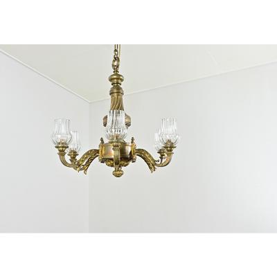 French 19th Century Bronze Glass Chandelier