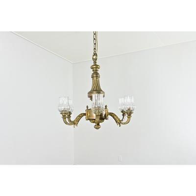 French 19th Century Bronze Glass Chandelier