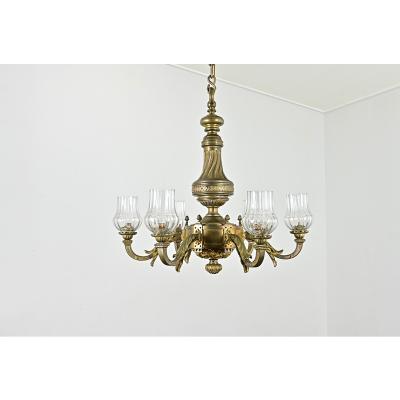 French 19th Century Bronze Glass Chandelier