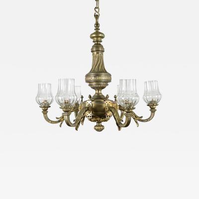 French 19th Century Bronze Glass Chandelier