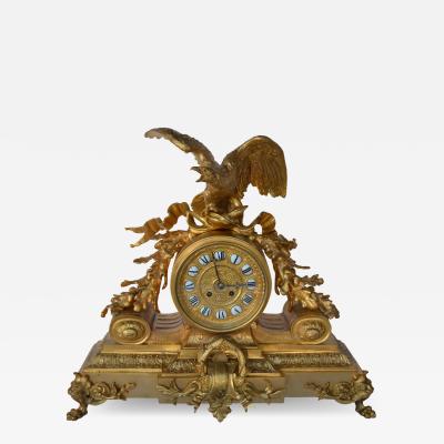 French 19th Century Bronze Gold Plated Clock