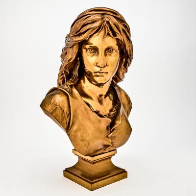 French 19th Century Bronze Sculpture Bust Of A Woman Signed F Barbedienne