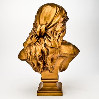 French 19th Century Bronze Sculpture Bust Of A Woman Signed F Barbedienne