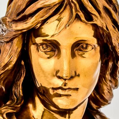French 19th Century Bronze Sculpture Bust Of A Woman Signed F Barbedienne