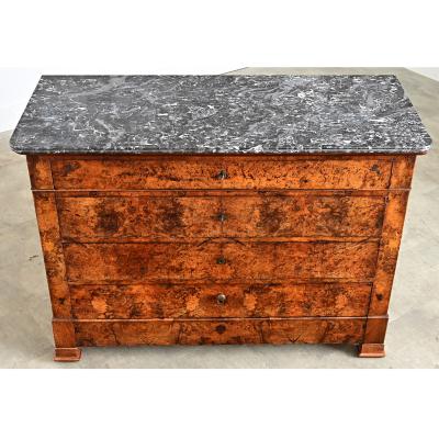French 19th Century Burl Walnut Louis Philippe Commode