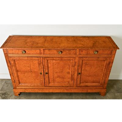French 19th Century Burl Wood Greek Key Enfilade