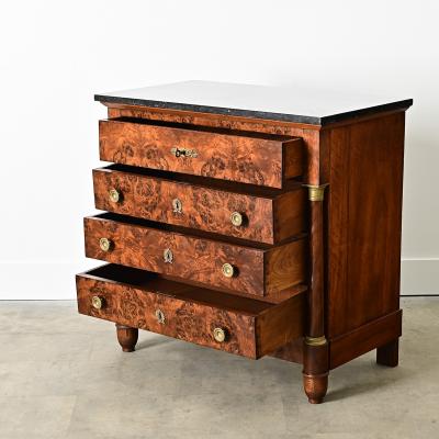 French 19th Century Burled Mahogany Empire Commode