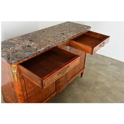 French 19th Century Burled Maple Marble Top Buffet