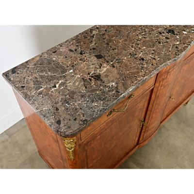 French 19th Century Burled Maple Marble Top Buffet