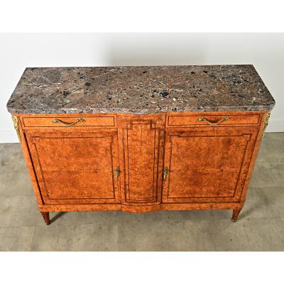 French 19th Century Burled Maple Marble Top Buffet