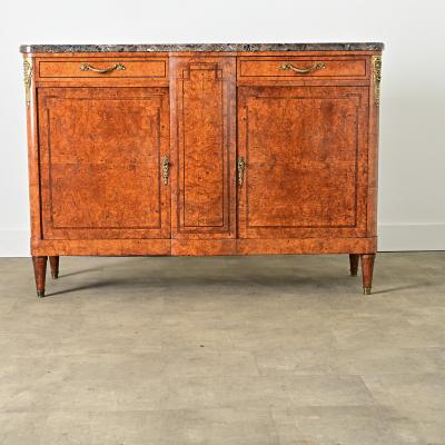 French 19th Century Burled Maple Marble Top Buffet