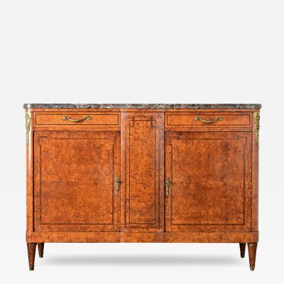 French 19th Century Burled Maple Marble Top Buffet