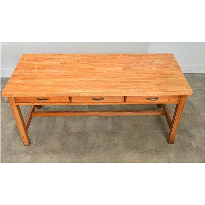 French 19th Century Butcher Block Dining Work Table
