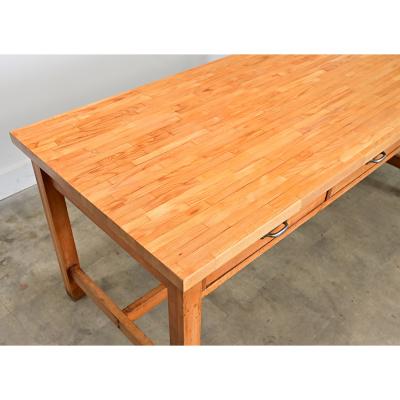 French 19th Century Butcher Block Dining Work Table