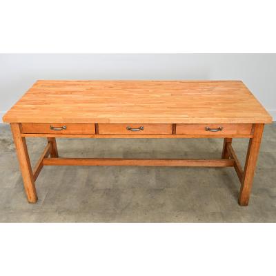 French 19th Century Butcher Block Dining Work Table