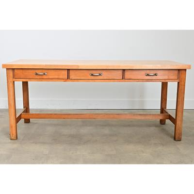 French 19th Century Butcher Block Dining Work Table