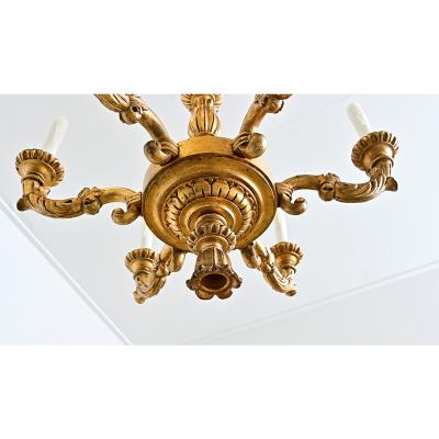 French 19th Century Carved Giltwood Chandelier