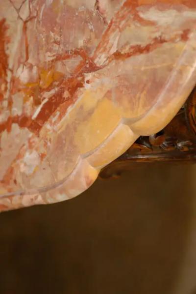 French 19th Century Carved Walnut Center Table with Original Variegated Marble