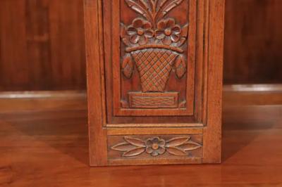 French 19th Century Carved Walnut Farinerio Decorative Box with Floral Decor