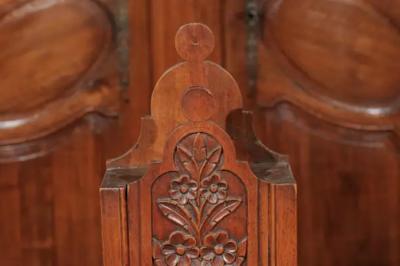 French 19th Century Carved Walnut Farinerio Decorative Box with Floral Decor