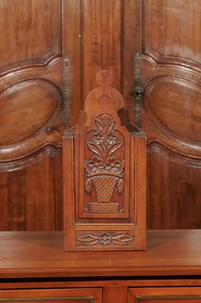 French 19th Century Carved Walnut Farinerio Decorative Box with Floral Decor