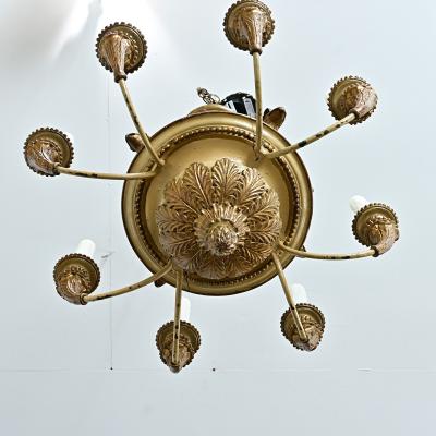 French 19th Century Carved and Painted Chandelier