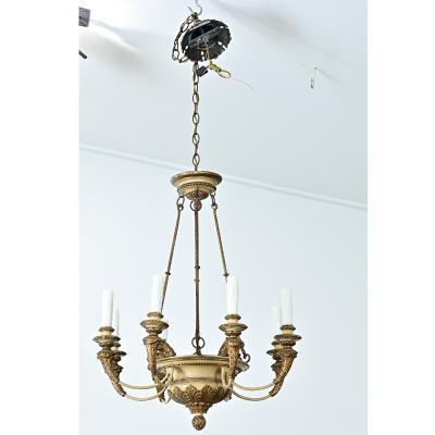French 19th Century Carved and Painted Chandelier