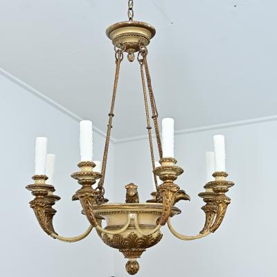 French 19th Century Carved and Painted Chandelier