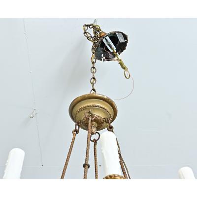 French 19th Century Carved and Painted Chandelier